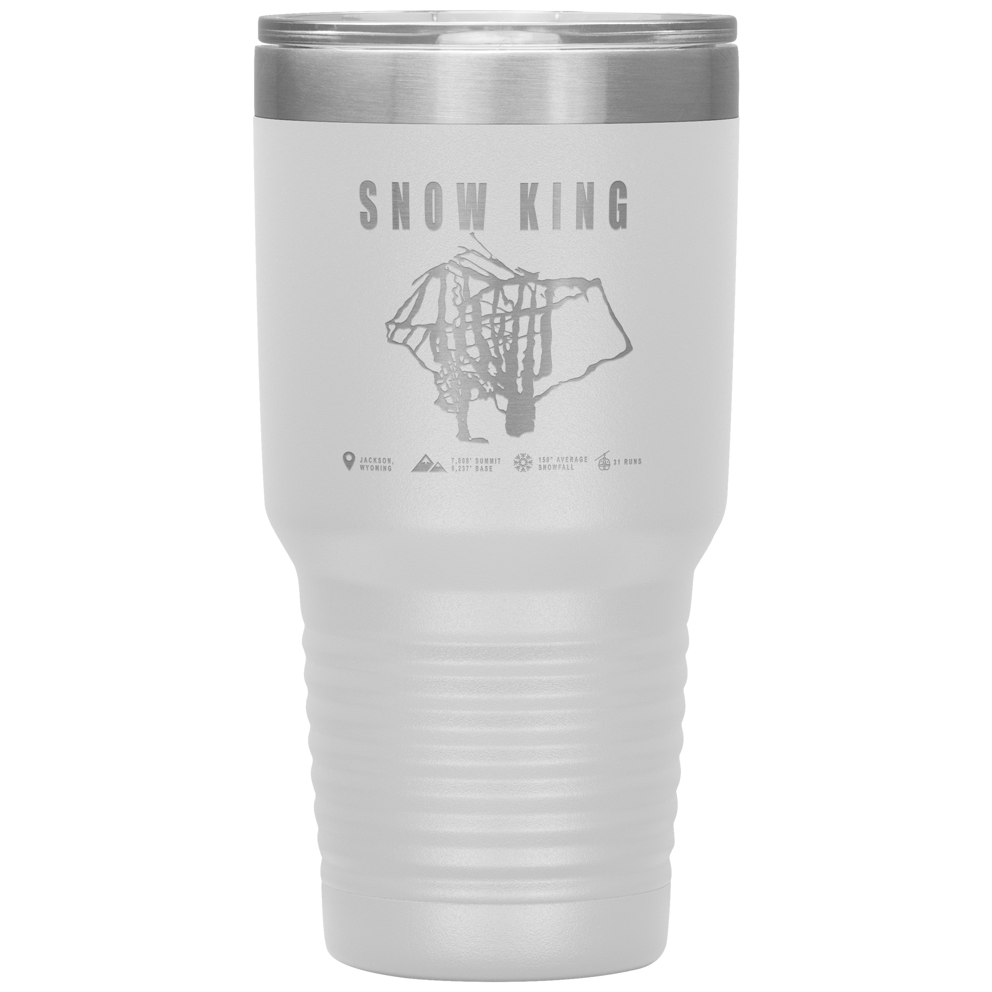 Snow King Wyoming Ski Trail Map 30oz Tumbler - Powderaddicts