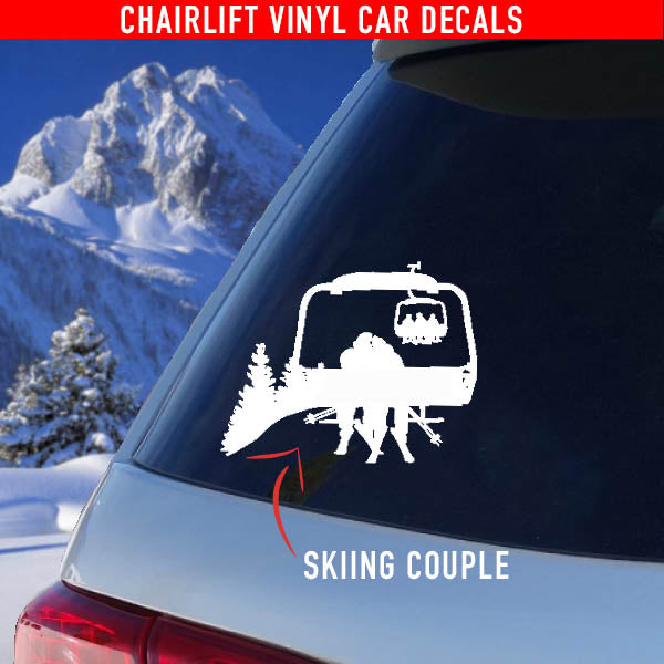 Chairlift Ski &amp; Snowboard Car Decals - Family / Couples - Powderaddicts