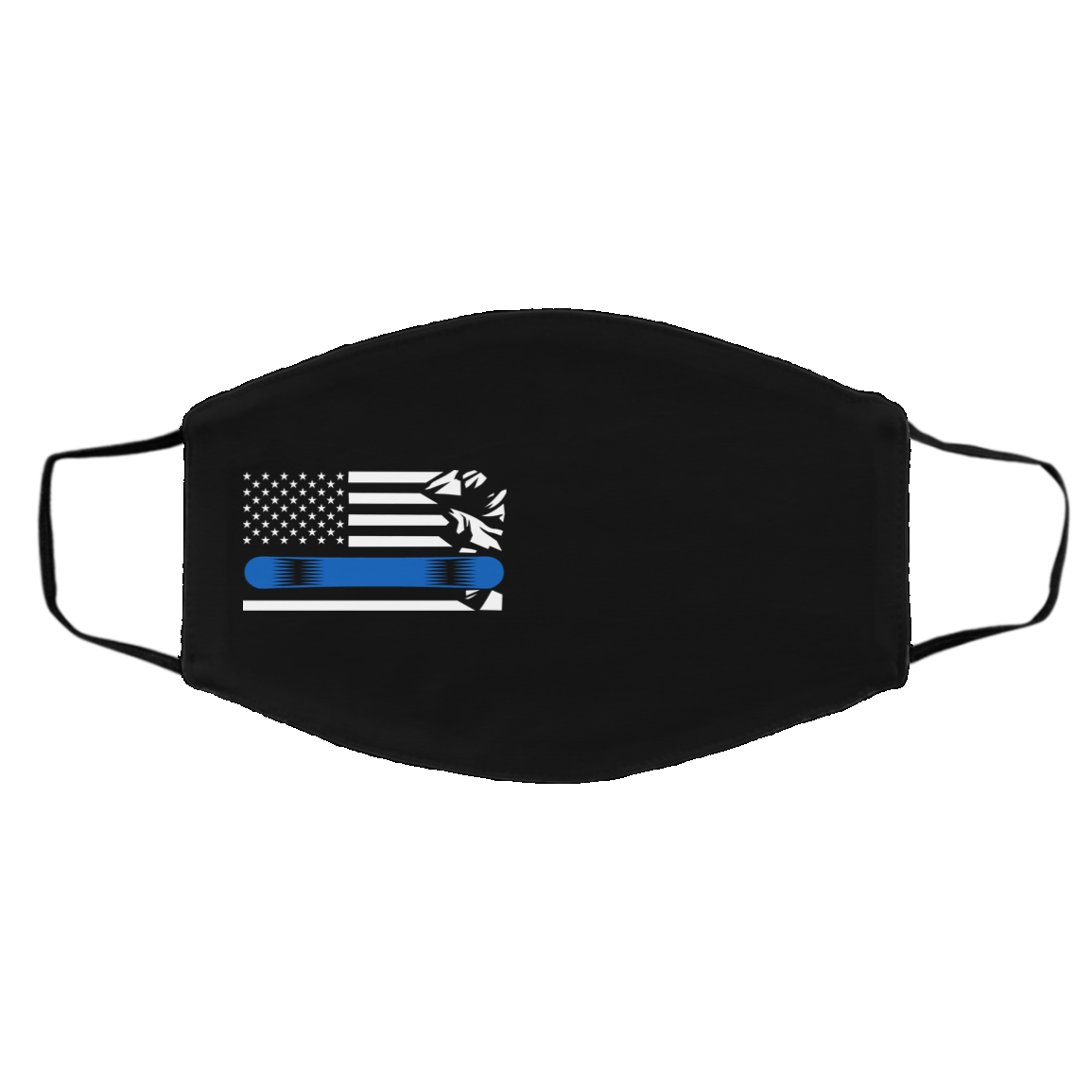 US Snowboard Flag Thin Blue Line Adult Face Mask - Powderaddicts