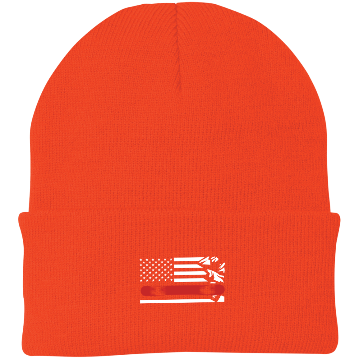 US Snowboard Flag Thin Red Line Knit Cap - Powderaddicts