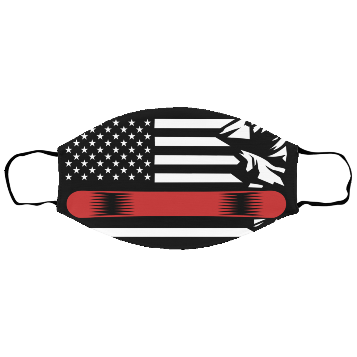 US Snowboard Flag Thin Red Line Youth Face Mask - Powderaddicts