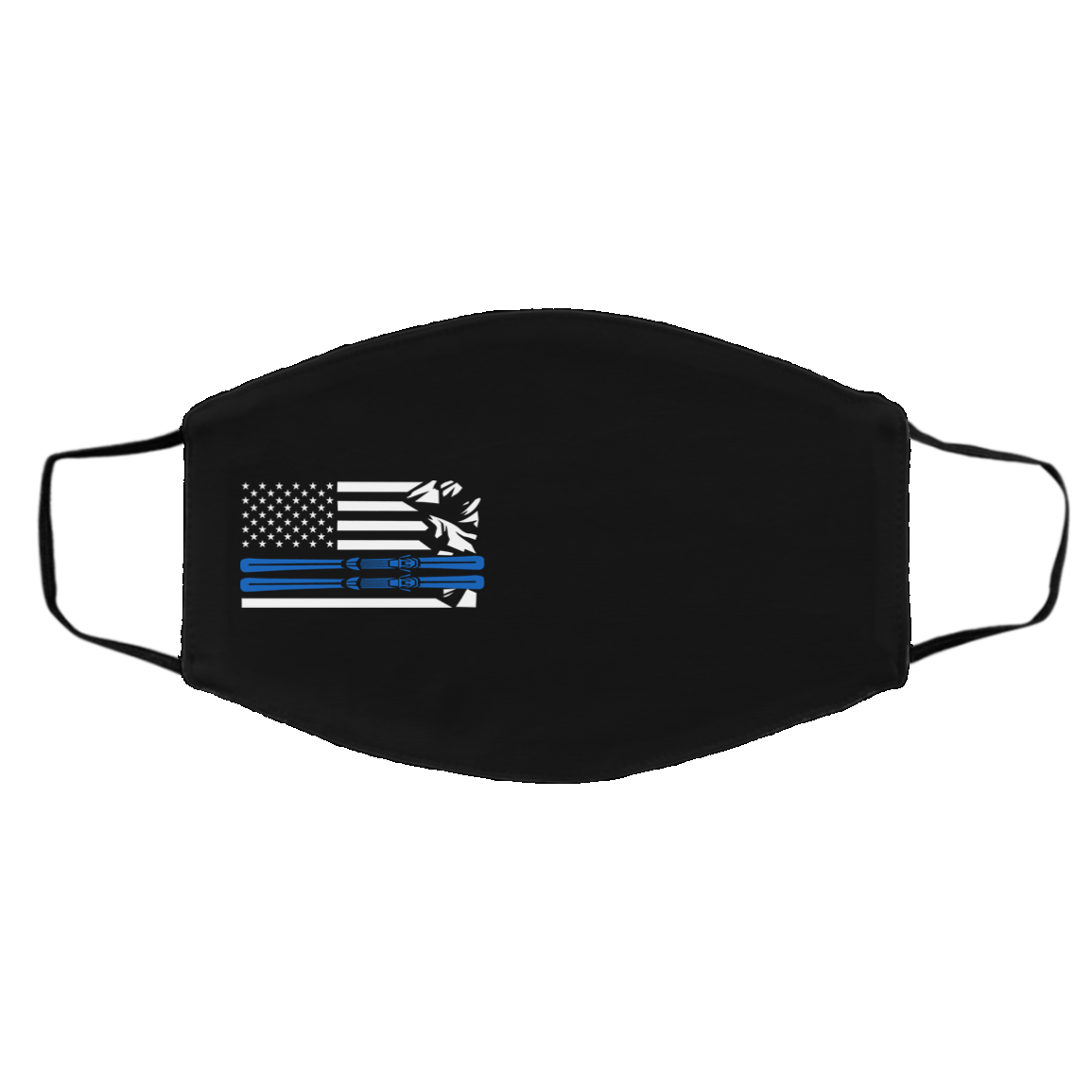 US Ski Flag Thin Blue Line Adult Face Mask - Powderaddicts