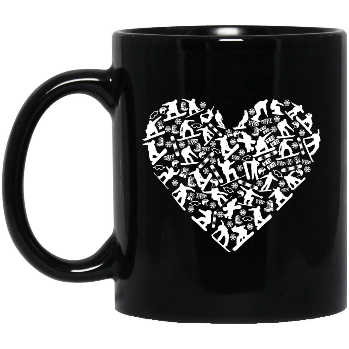 Snowboard Heart Black Mug - Powderaddicts