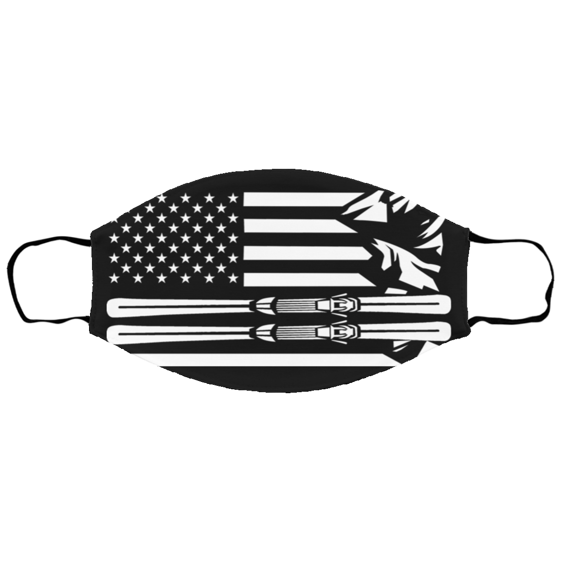 US Ski Flag All White Youth Face Mask - Powderaddicts