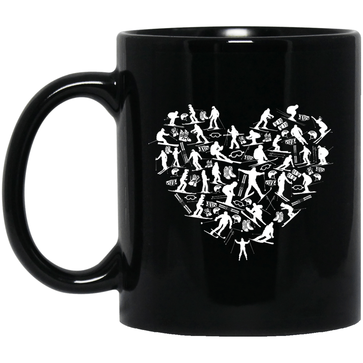 Ski Heart Black Mug - Powderaddicts