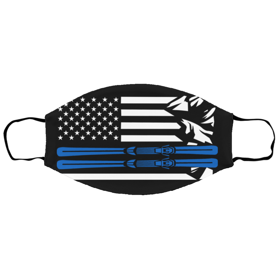 US Ski Flag Thin Blue Line Youth Face Mask - Powderaddicts