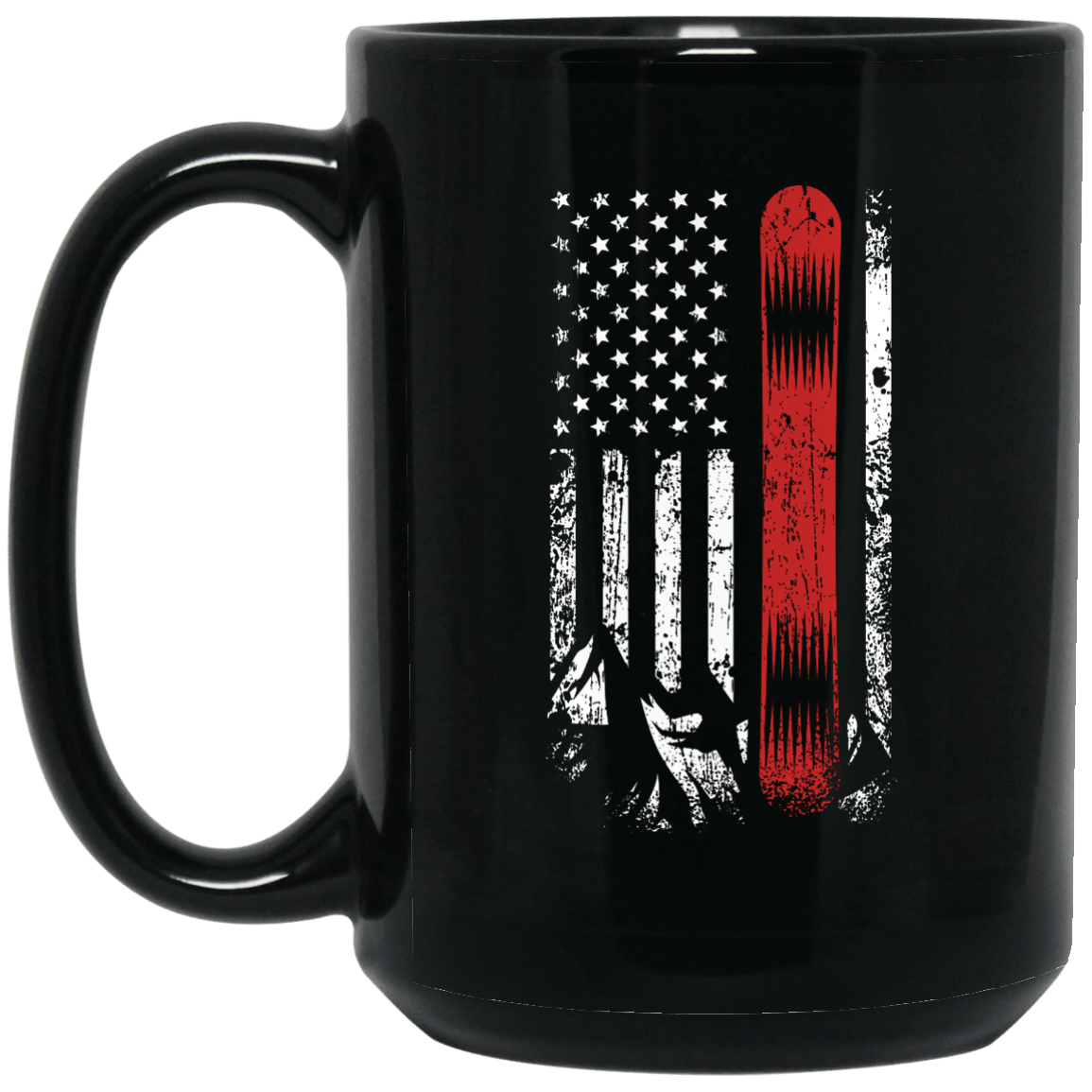 USA Snowboard Flag Black Mug - Powderaddicts