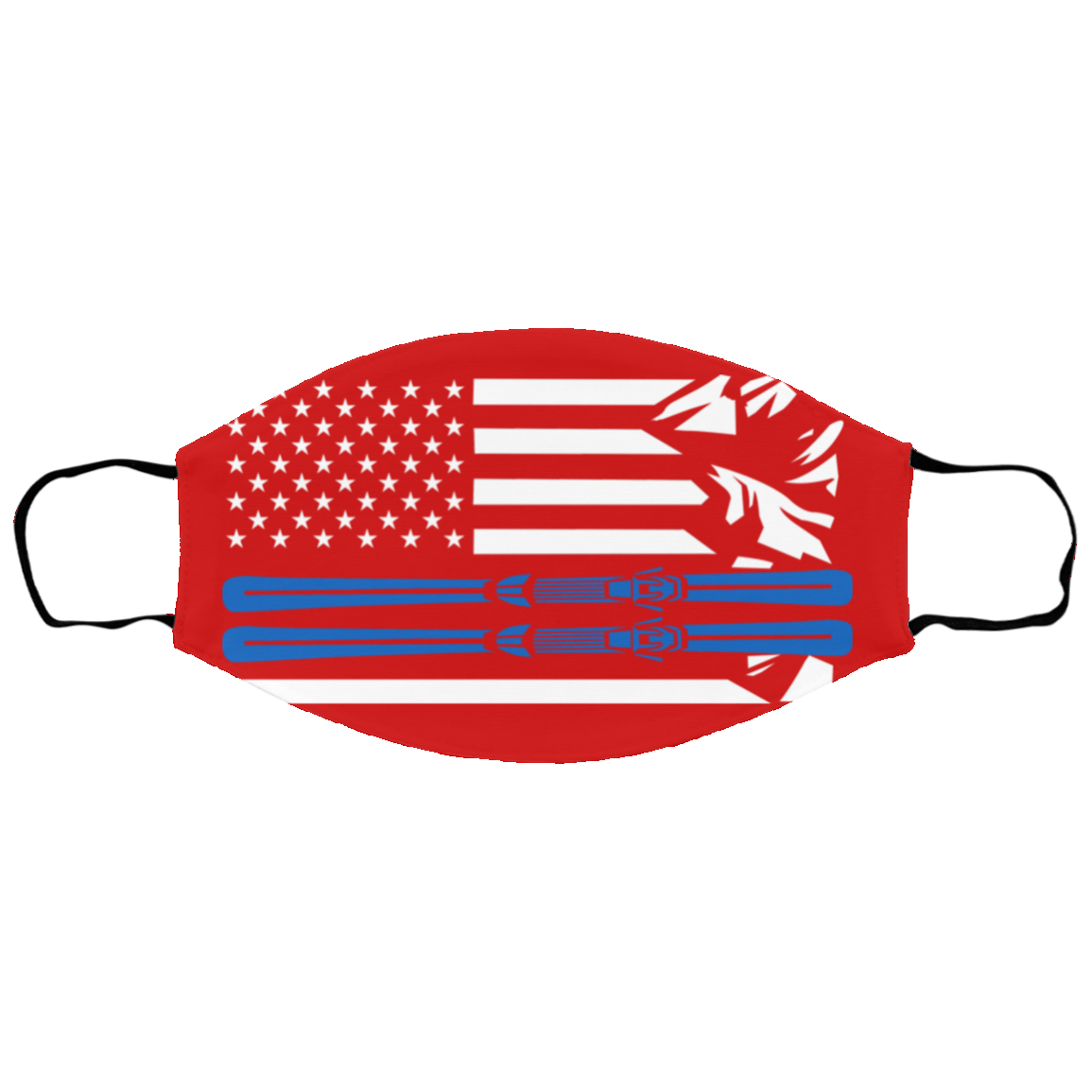 US Ski Flag Thin Blue Line Youth Face Mask - Powderaddicts