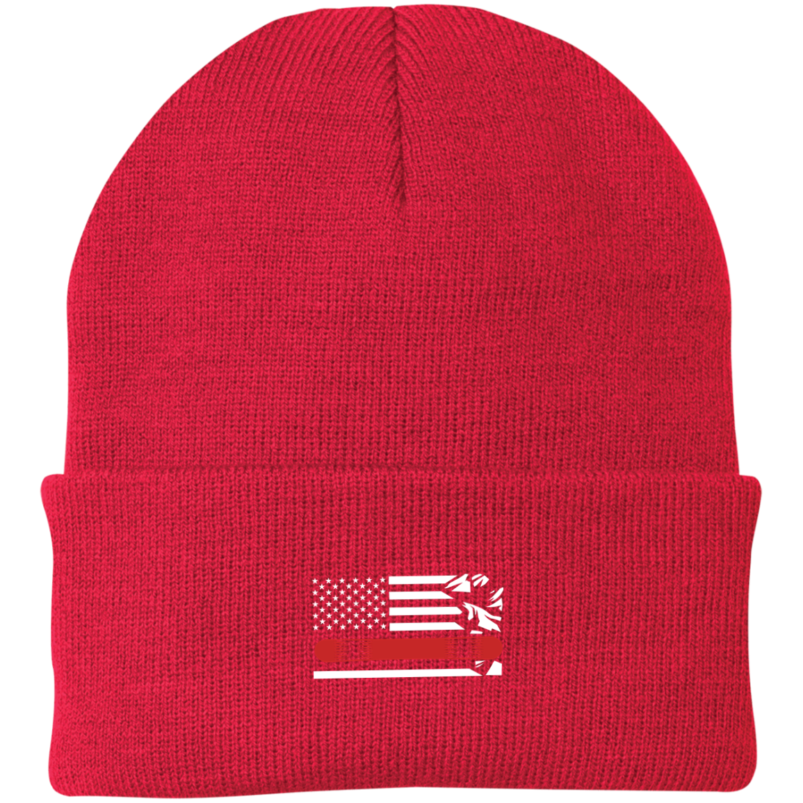 US Snowboard Flag Thin Red Line Knit Cap - Powderaddicts