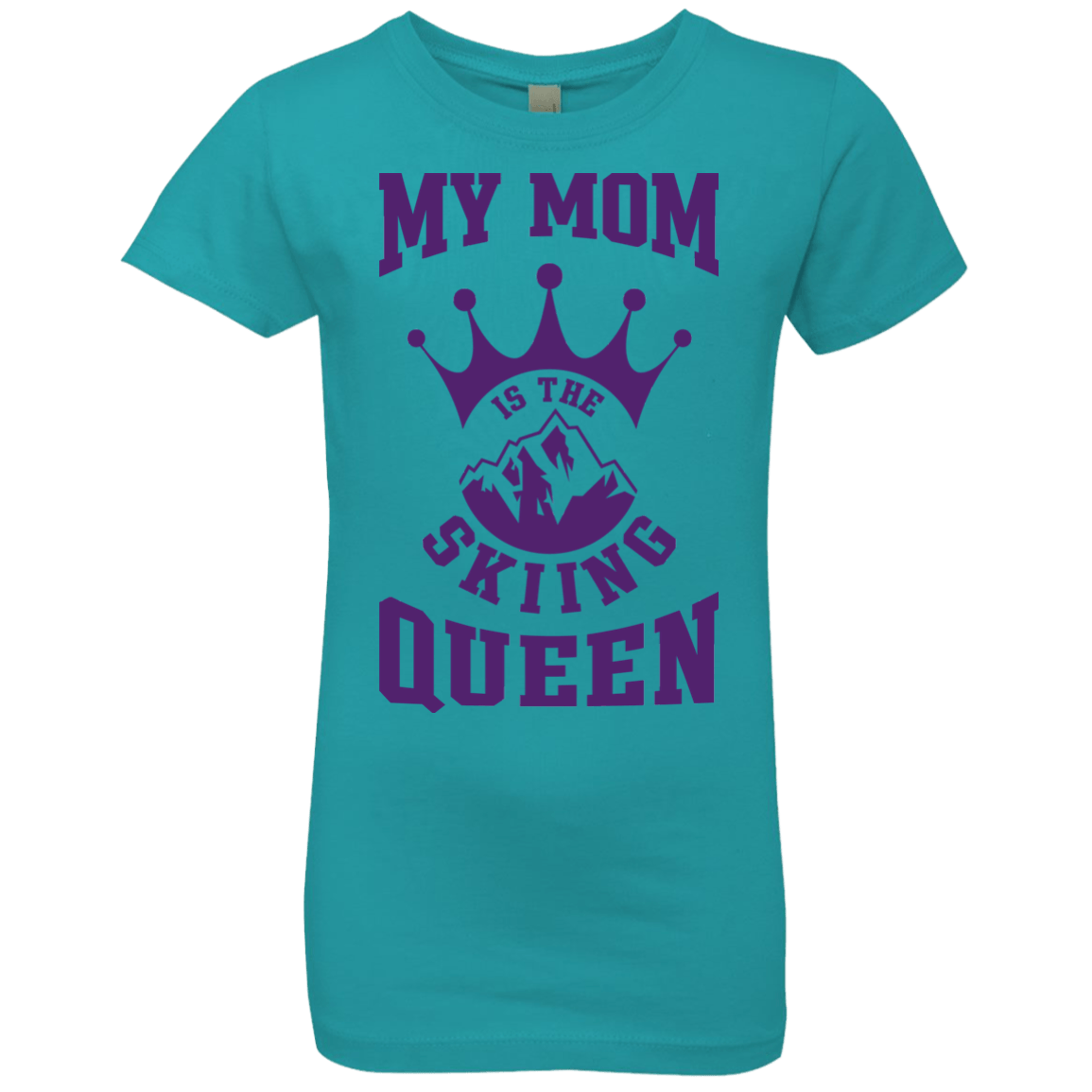 My Mom Is The Skiing Queen Purple Youth Next Level Girls' Princess T-Shirt - Powderaddicts