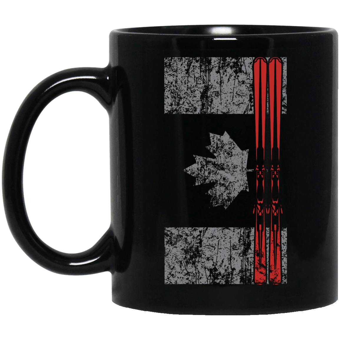 Canada Ski Flag Black Mug - Powderaddicts