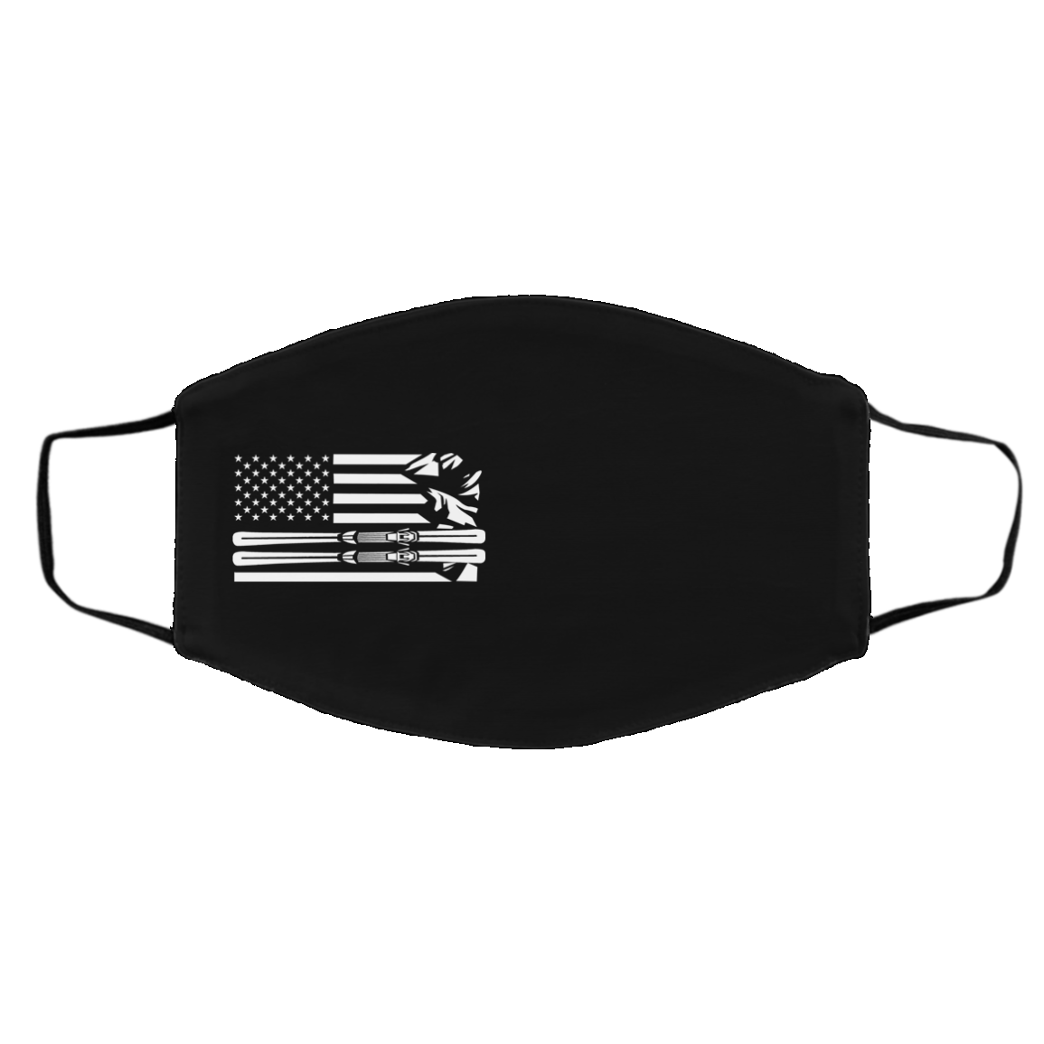 US Ski Flag All White Adult Face Mask - Powderaddicts