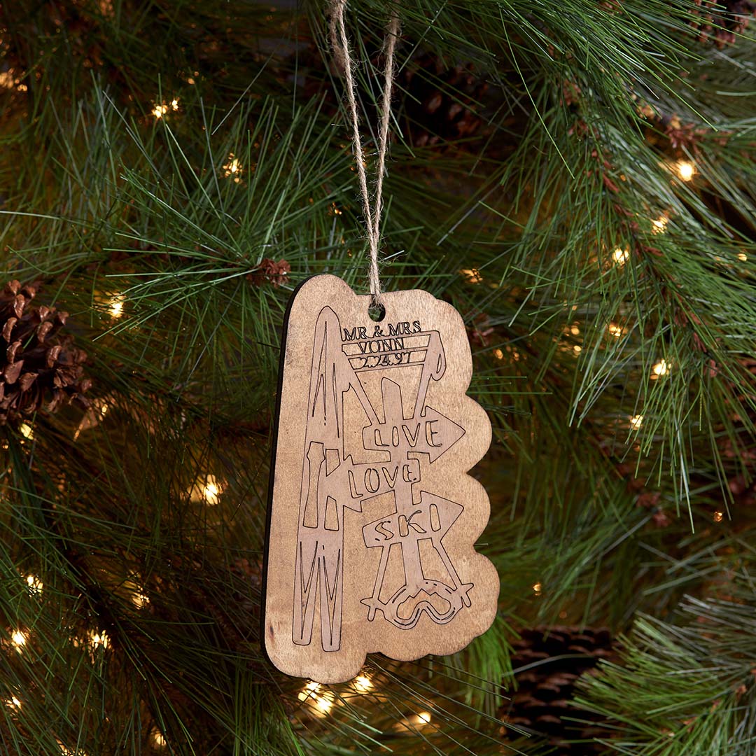 PERSONALIZED Live Love Ski & Ride Christmas Ornament (🇺🇸  Made In The USA) - Powderaddicts