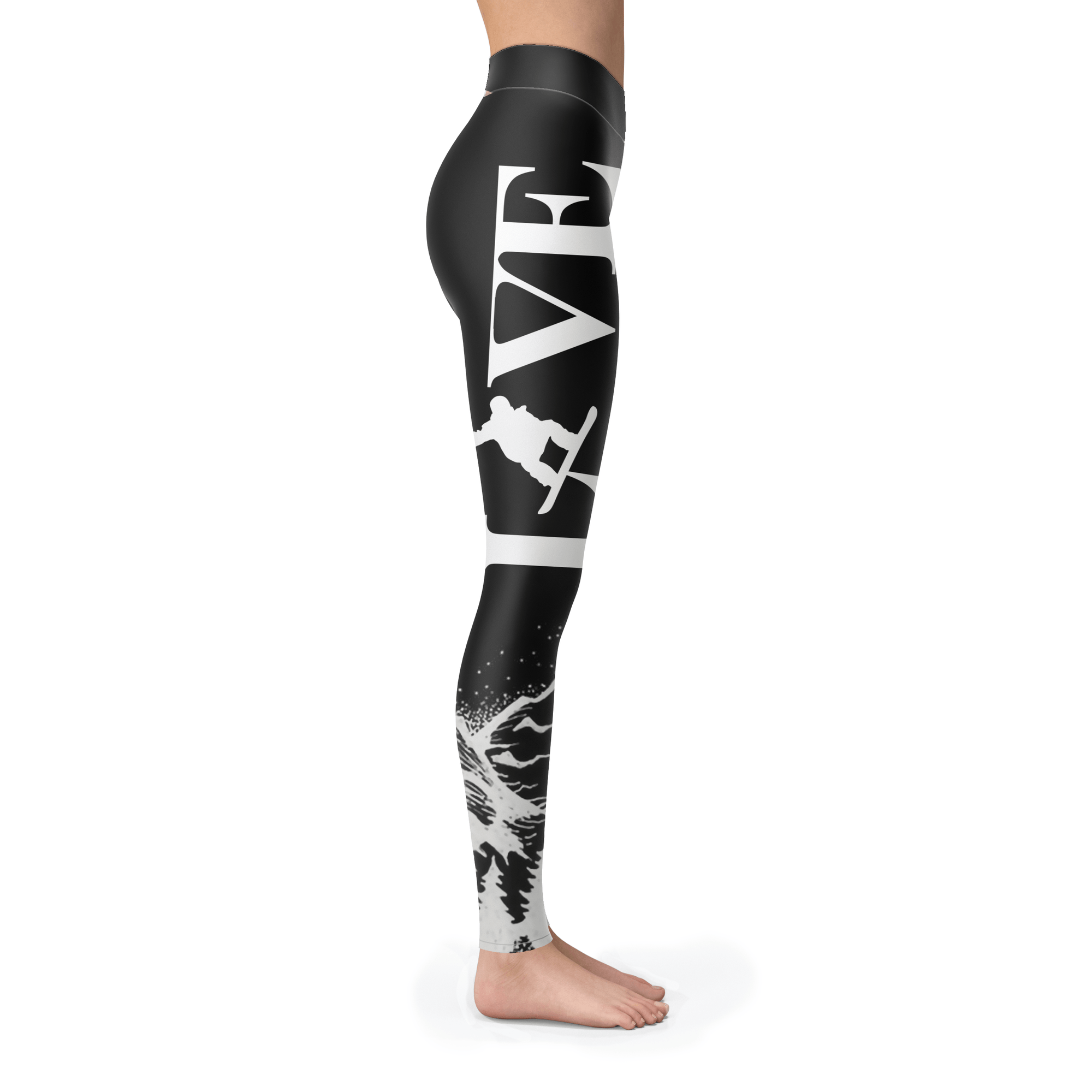 Love Snowboard All Black Leggings - Powderaddicts