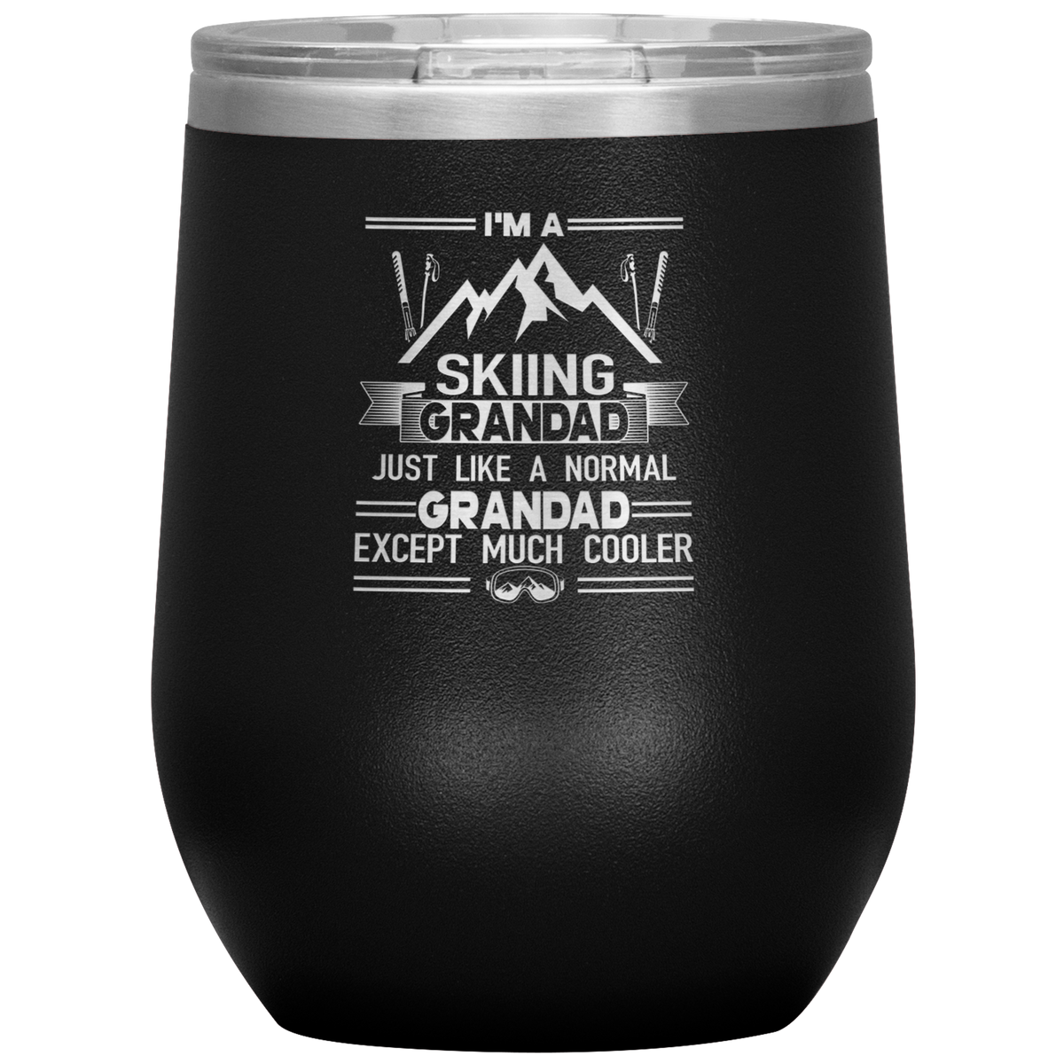 I&#39;m A Skiing Grandad Wine 12oz Tumbler - Powderaddicts