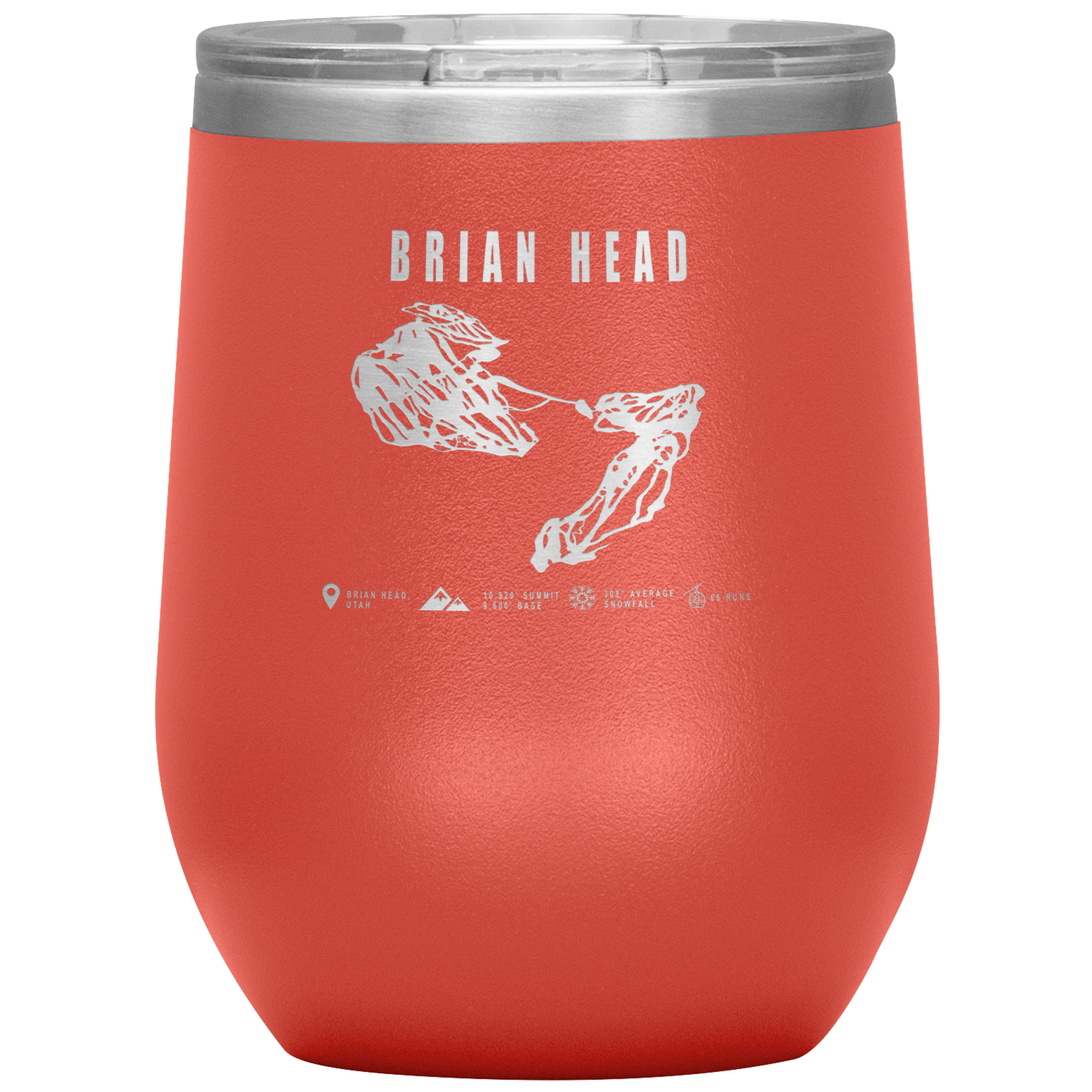 Brian Head,Utah Ski Trail Map Wine 12oz Tumbler - Powderaddicts