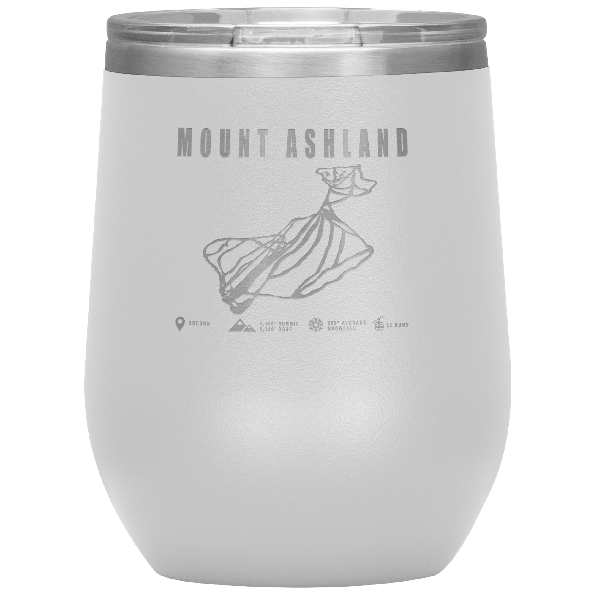 Mount Ashland, Oregon Ski Trail Map Wine 12oz Tumbler - Powderaddicts