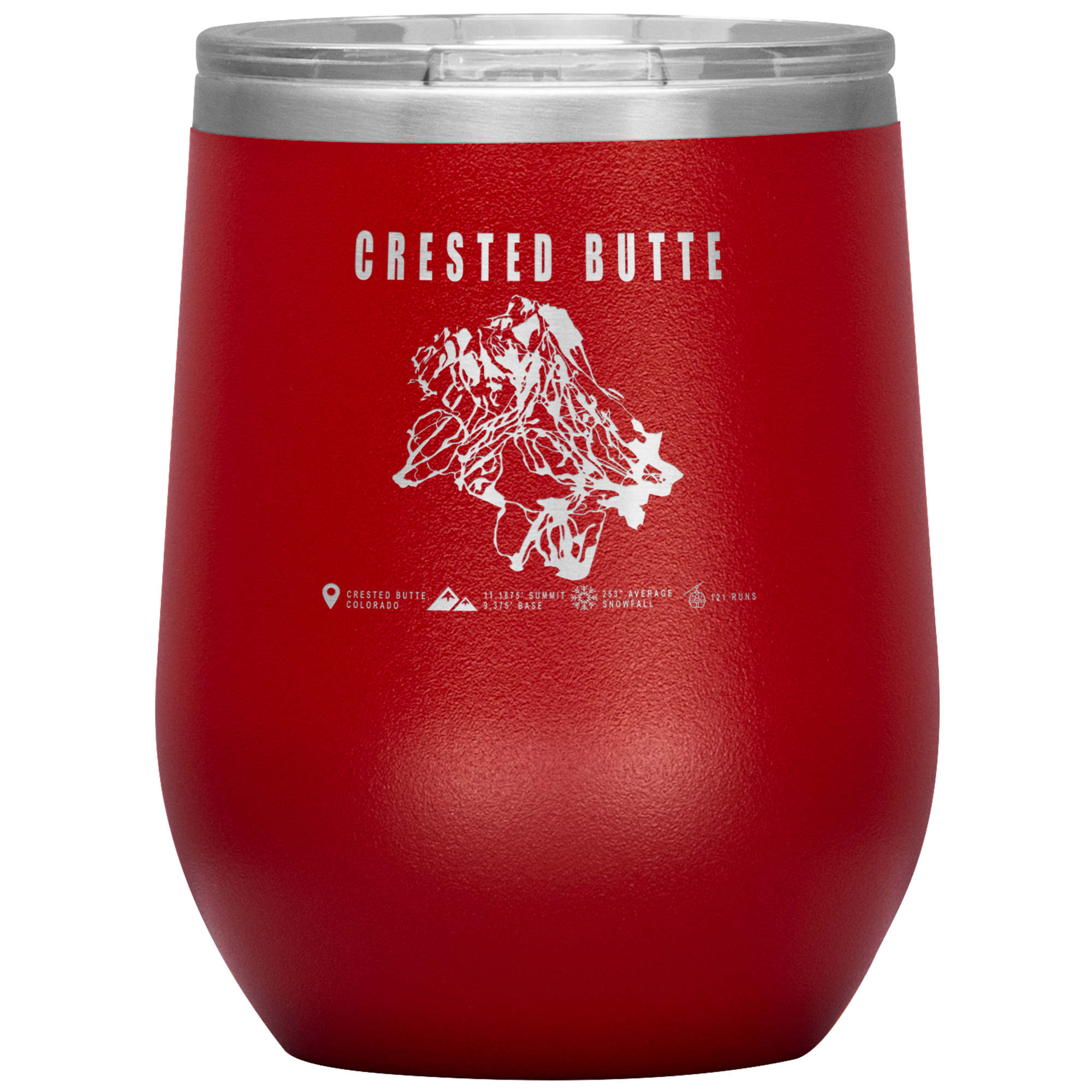 Crested Butte Colorado Ski Trail Map Wine 12oz Tumbler - Powderaddicts