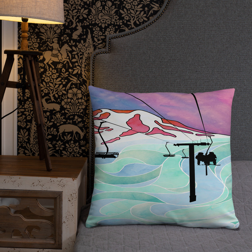 Ooze Blue Art Chairlift Premium Pillow - Powderaddicts