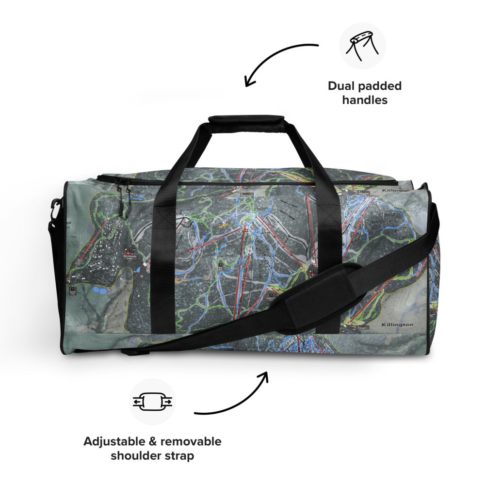 Killington, Vermont Ski Trail Map Printed Duffle Bag - Powderaddicts