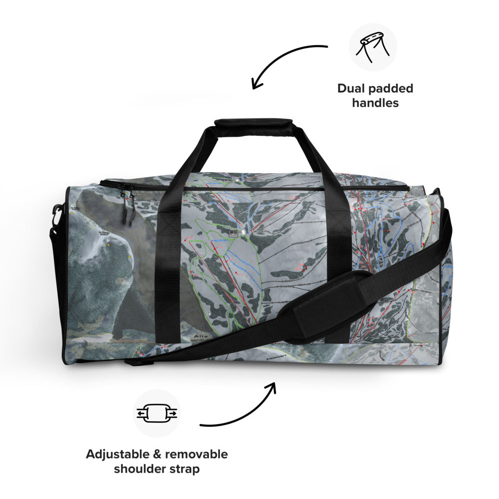 Alta, Utah Ski Trail Map Printed Duffle Bag - Powderaddicts