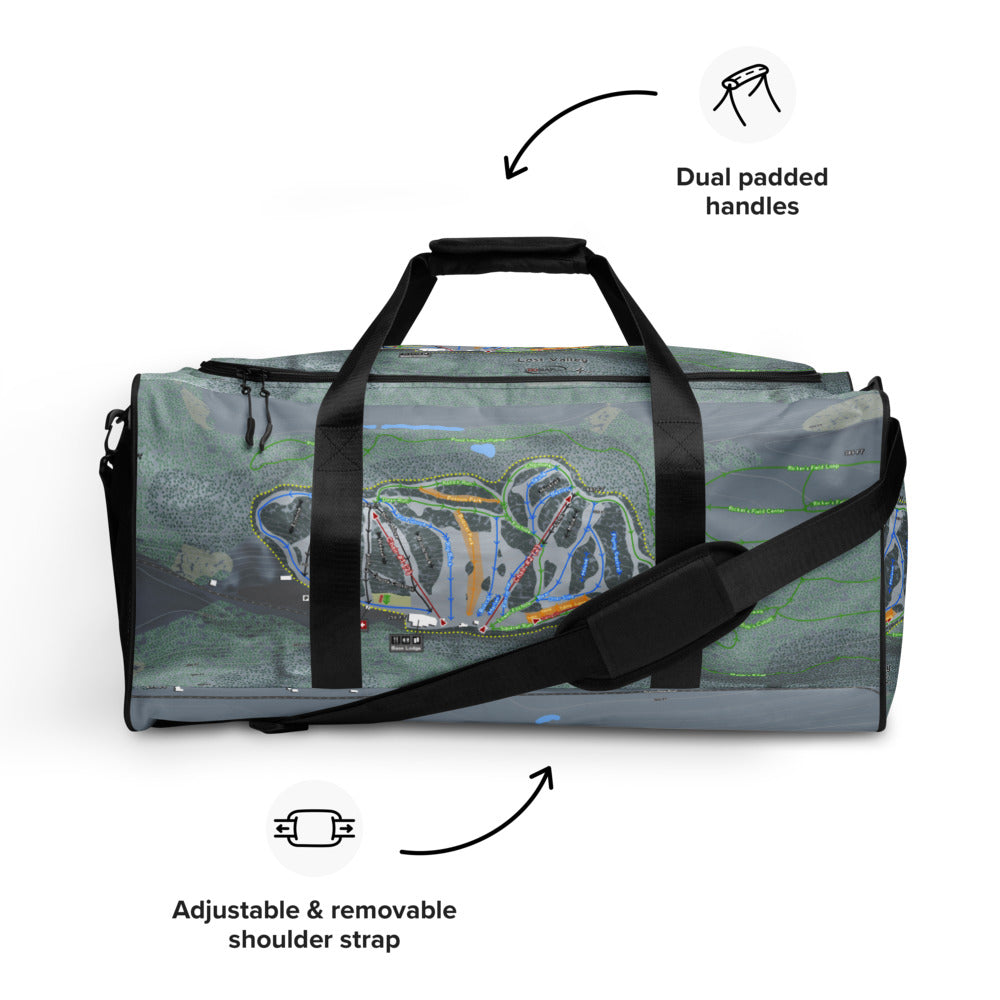 Lost Valley, Maine Ski Trail Map Duffle Bag - Powderaddicts