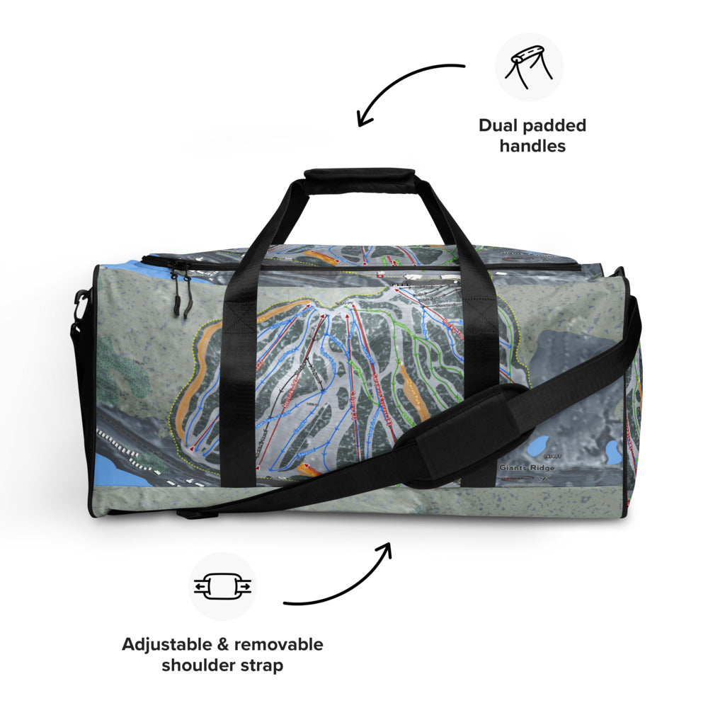 Giants Ridge, Minnesota Ski Trail Map Duffle Bag - Powderaddicts