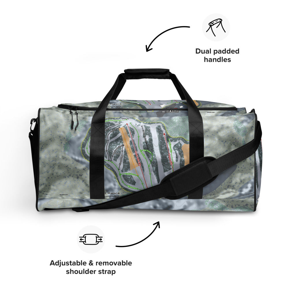 Mt Itasca, Minnesota Ski Trail Map Duffle Bag - Powderaddicts