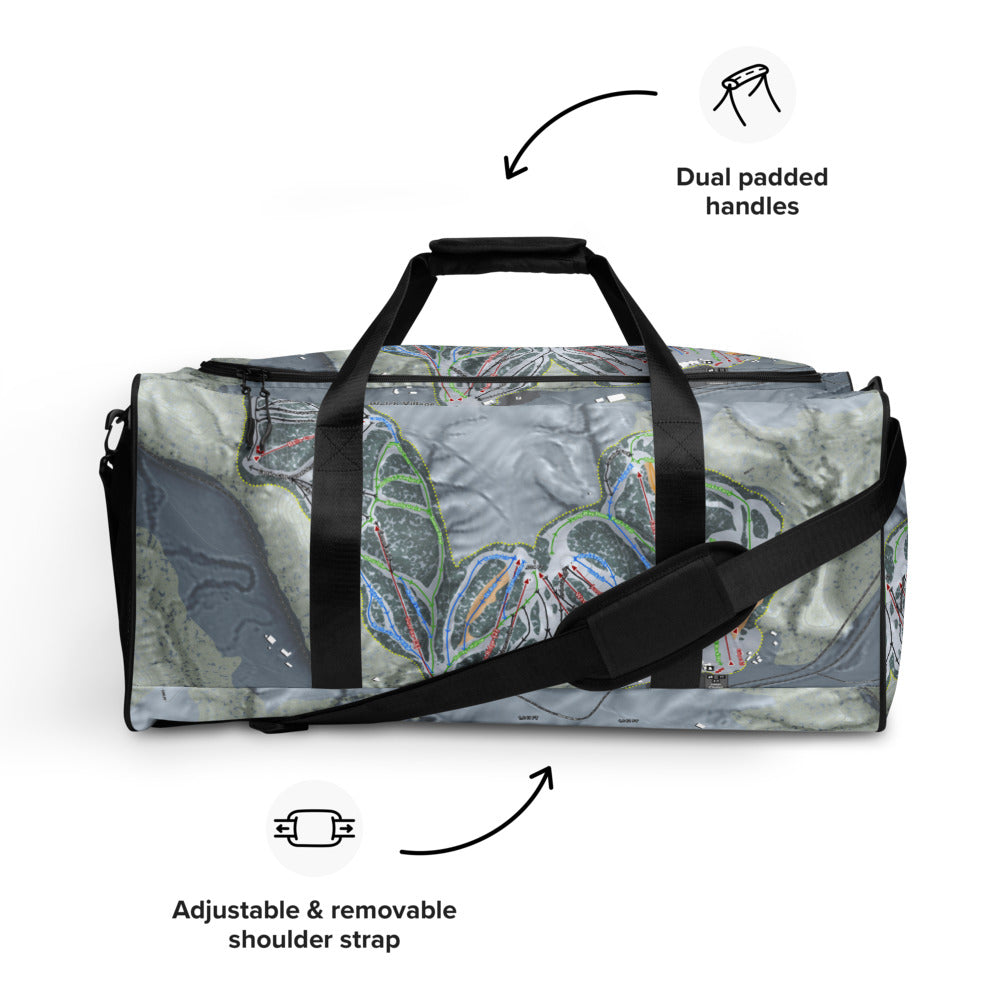 Welch Village, Minnesota Ski Trail Map Duffle Bag - Powderaddicts