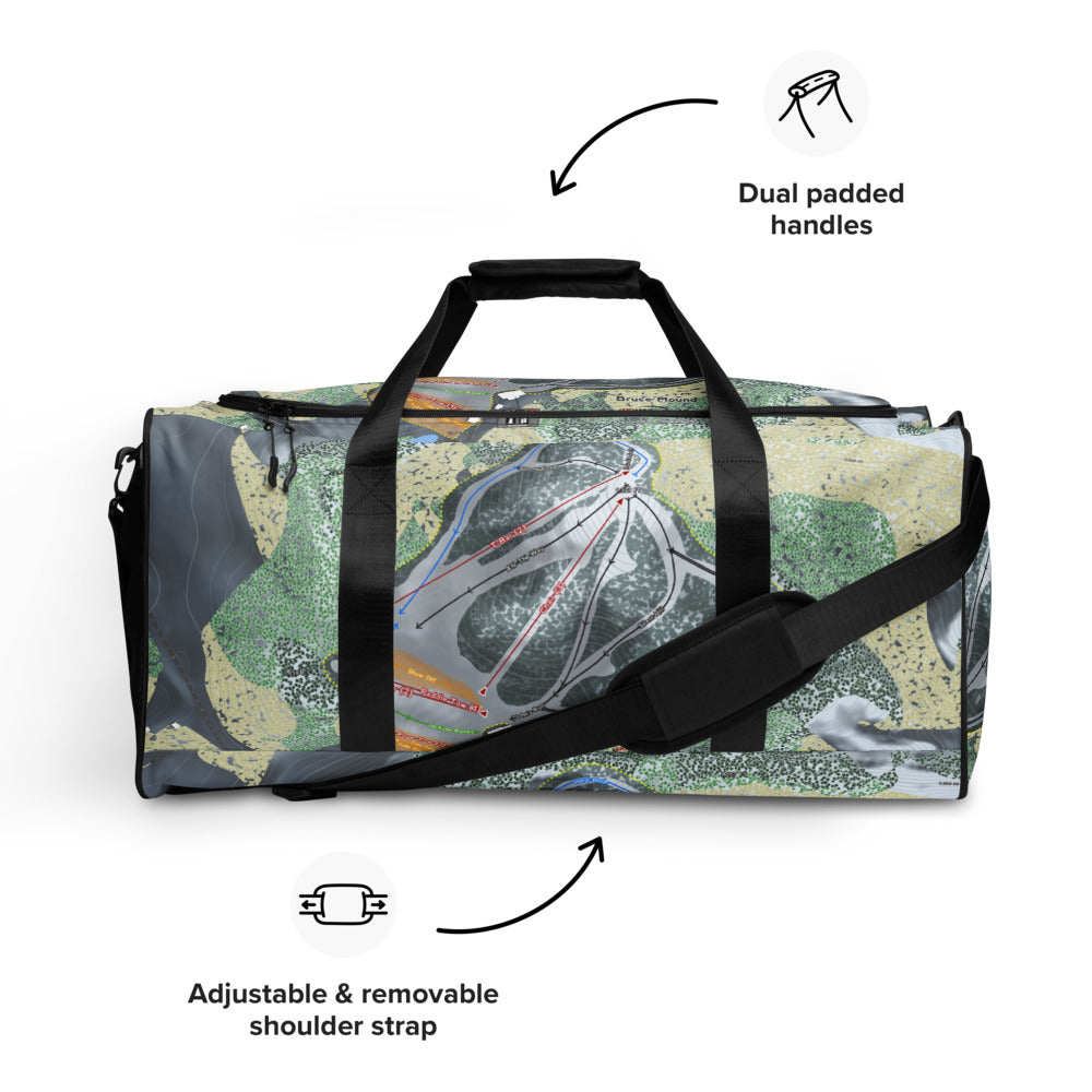 Bruce Mound, Wisconsin Ski Trail Map Duffle Bag - Powderaddicts