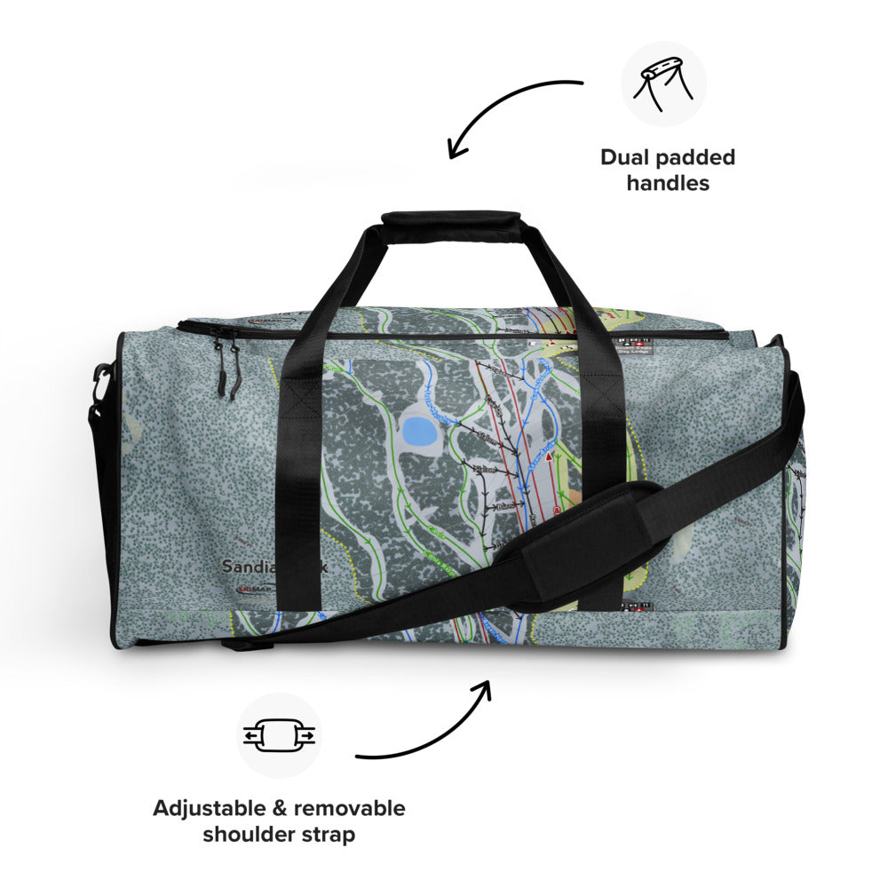 Sandia Peak, New Mexico Ski Trail Map Duffle Bag - Powderaddicts