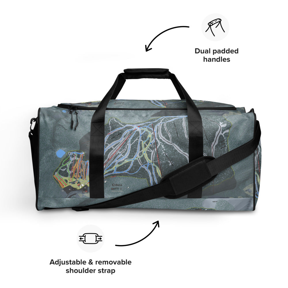 Eldora, Colorado Ski Trail Map Duffle Bag - Powderaddicts