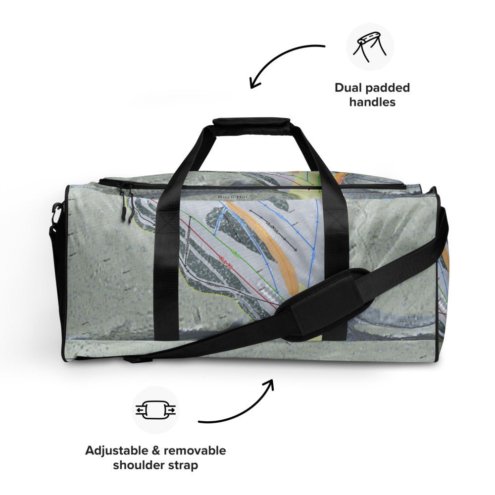 Birch Hill, Alaska Ski Trail Map Duffle Bag - Powderaddicts