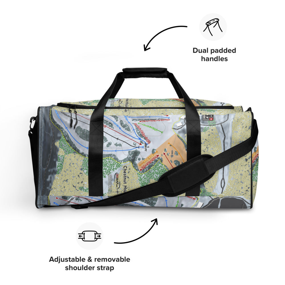 Chestnut Mountain, Illinois Ski Trail Map Duffle Bag - Powderaddicts