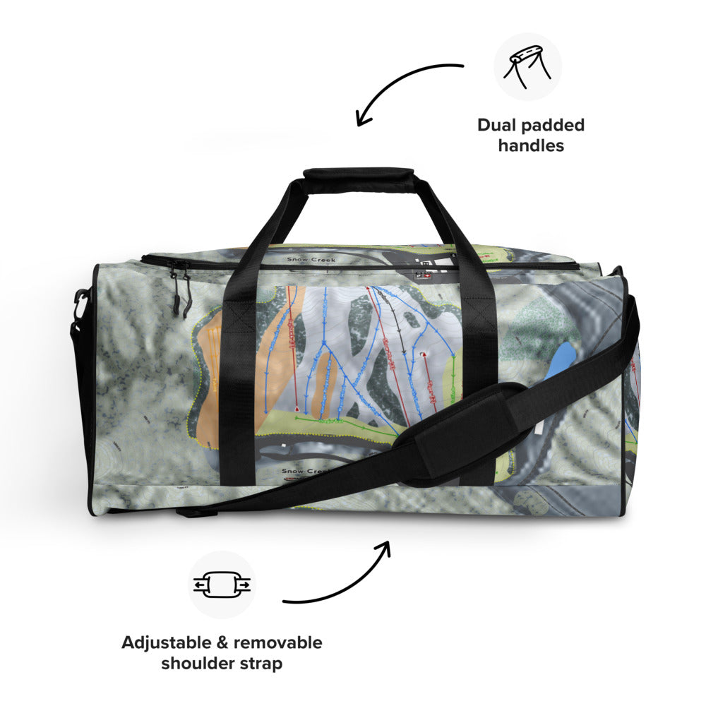 Snow Creek, Missouri Ski Trail Map Duffle Bag - Powderaddicts