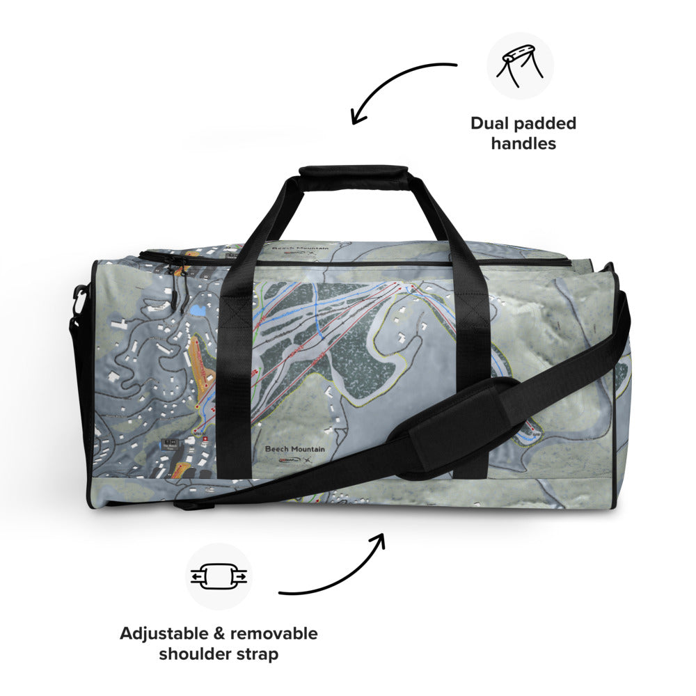 Beech Mountain, North Carolina Ski Trail Map Duffle Bag - Powderaddicts