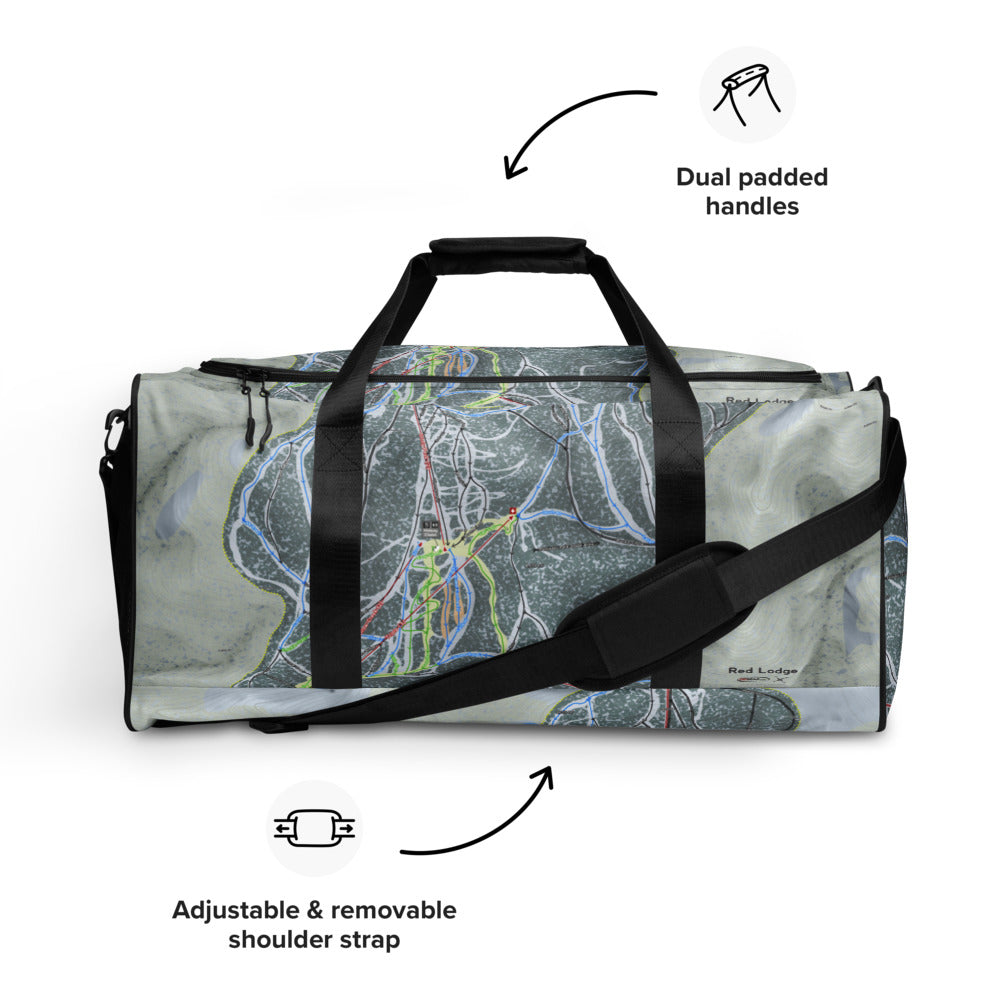 Red Lodge, Montana Ski Trail Map Duffle Bag - Powderaddicts