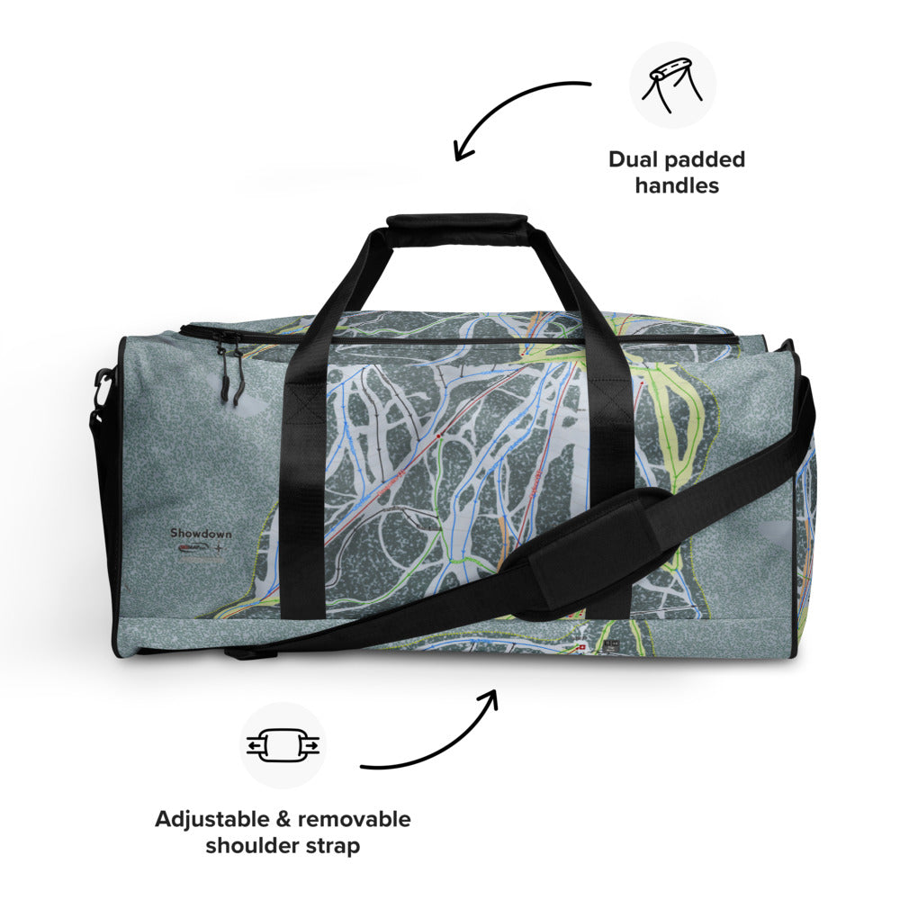 Showdown, Montana Ski Trail Map Duffle Bag - Powderaddicts