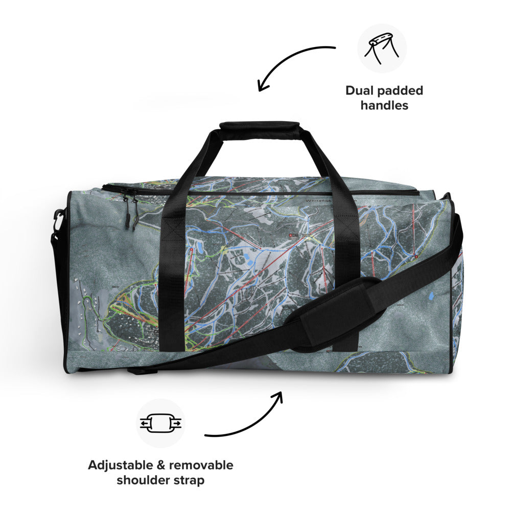 Whitefish, Montana Ski Trail Map Duffle Bag - Powderaddicts