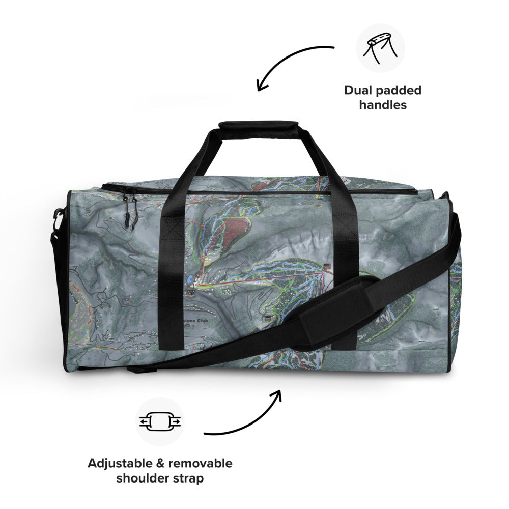 Yellowstone Club, Montana Ski Trail Map Duffle Bag - Powderaddicts