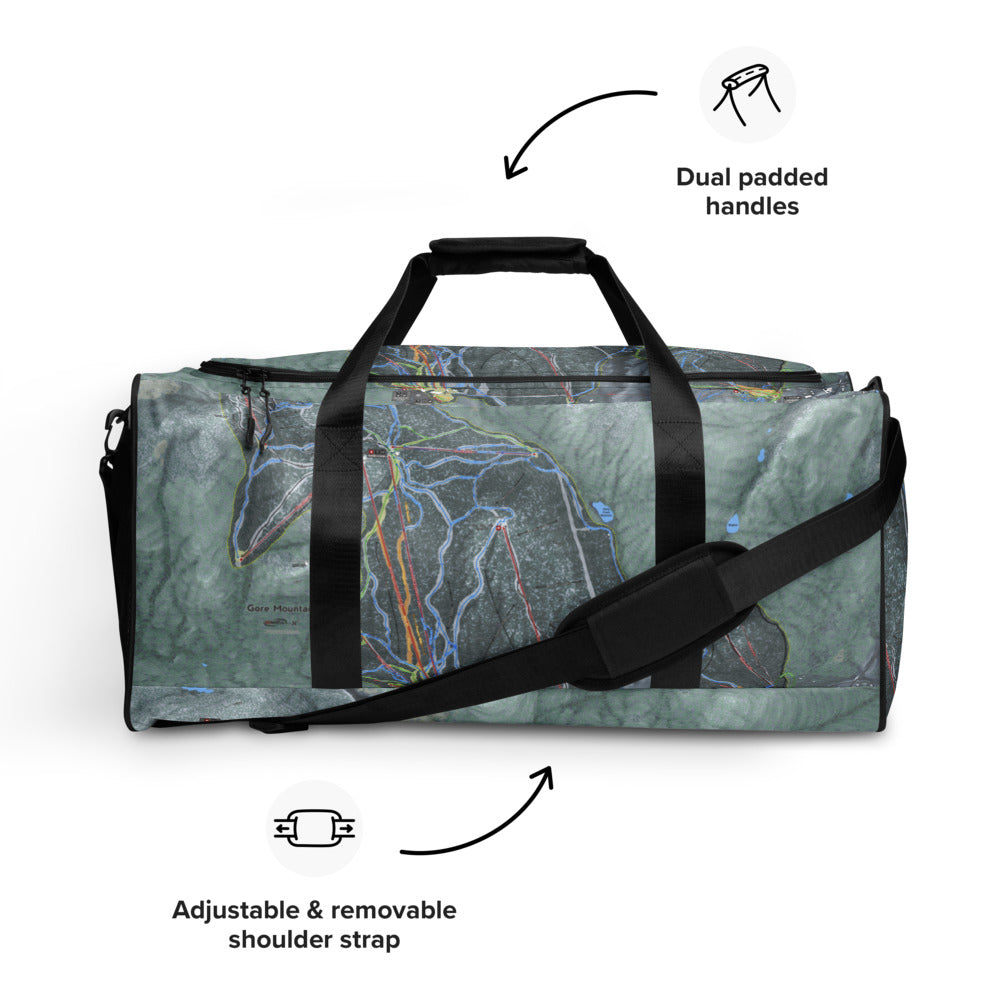 Gore Mountain, New York Ski Trail Map Duffle Bag - Powderaddicts