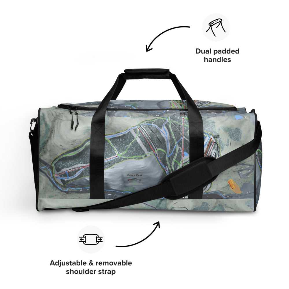 Greek Peak, New York Ski Trail Map Duffle Bag - Powderaddicts