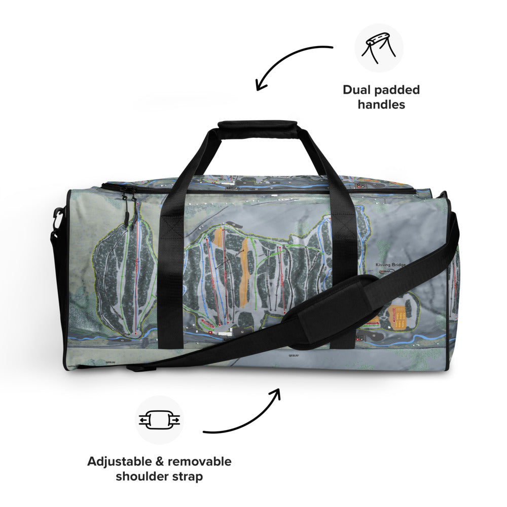 Kissing Bridge, New York Ski Trail Map Duffle Bag - Powderaddicts