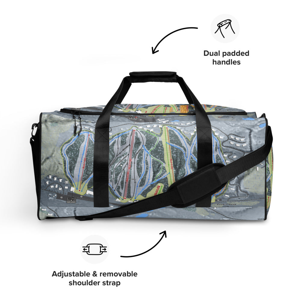 Peekn Peek, New York Ski Trail Map Duffle Bag - Powderaddicts