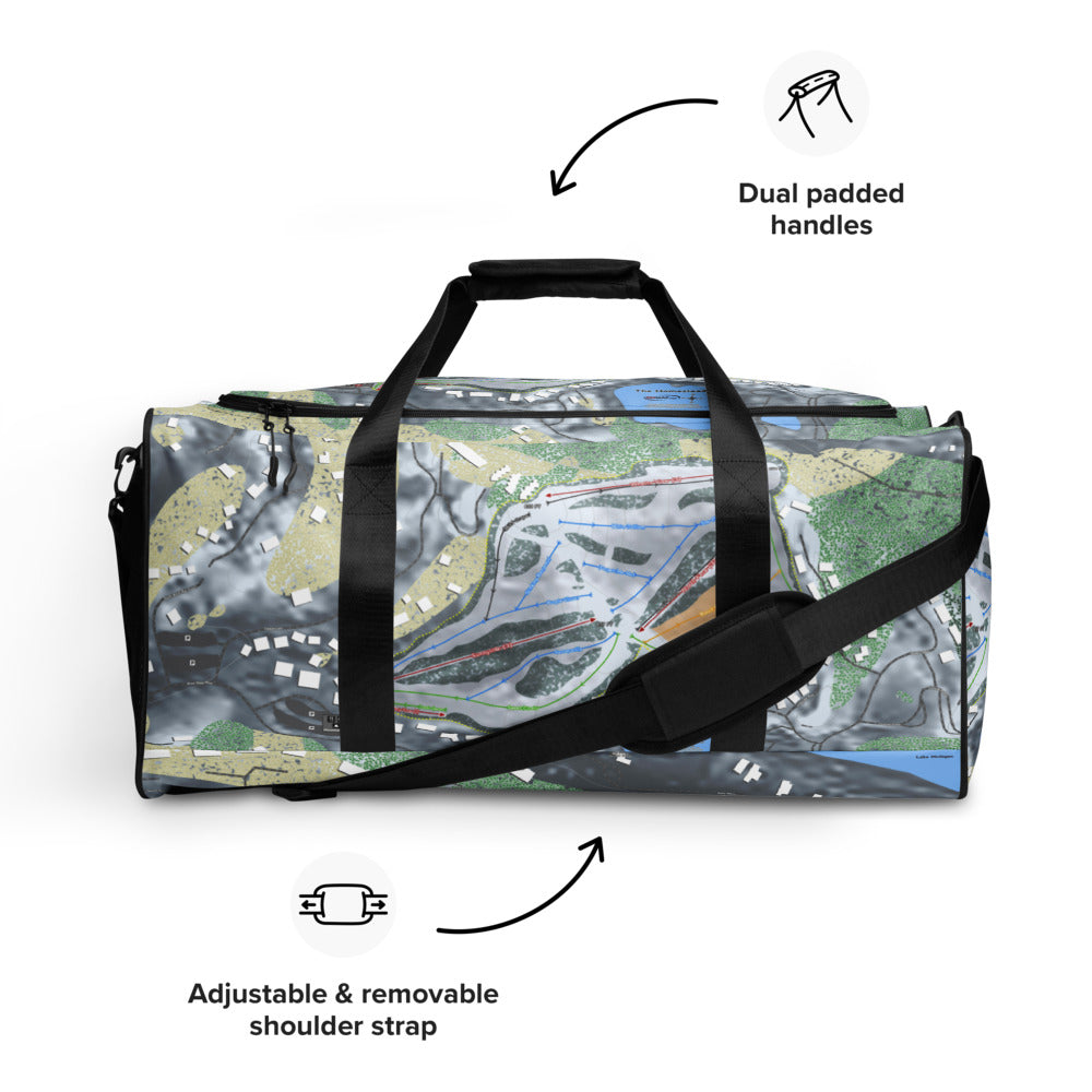 The Homestead, Michigan Ski Trail Map Duffle Bag - Powderaddicts