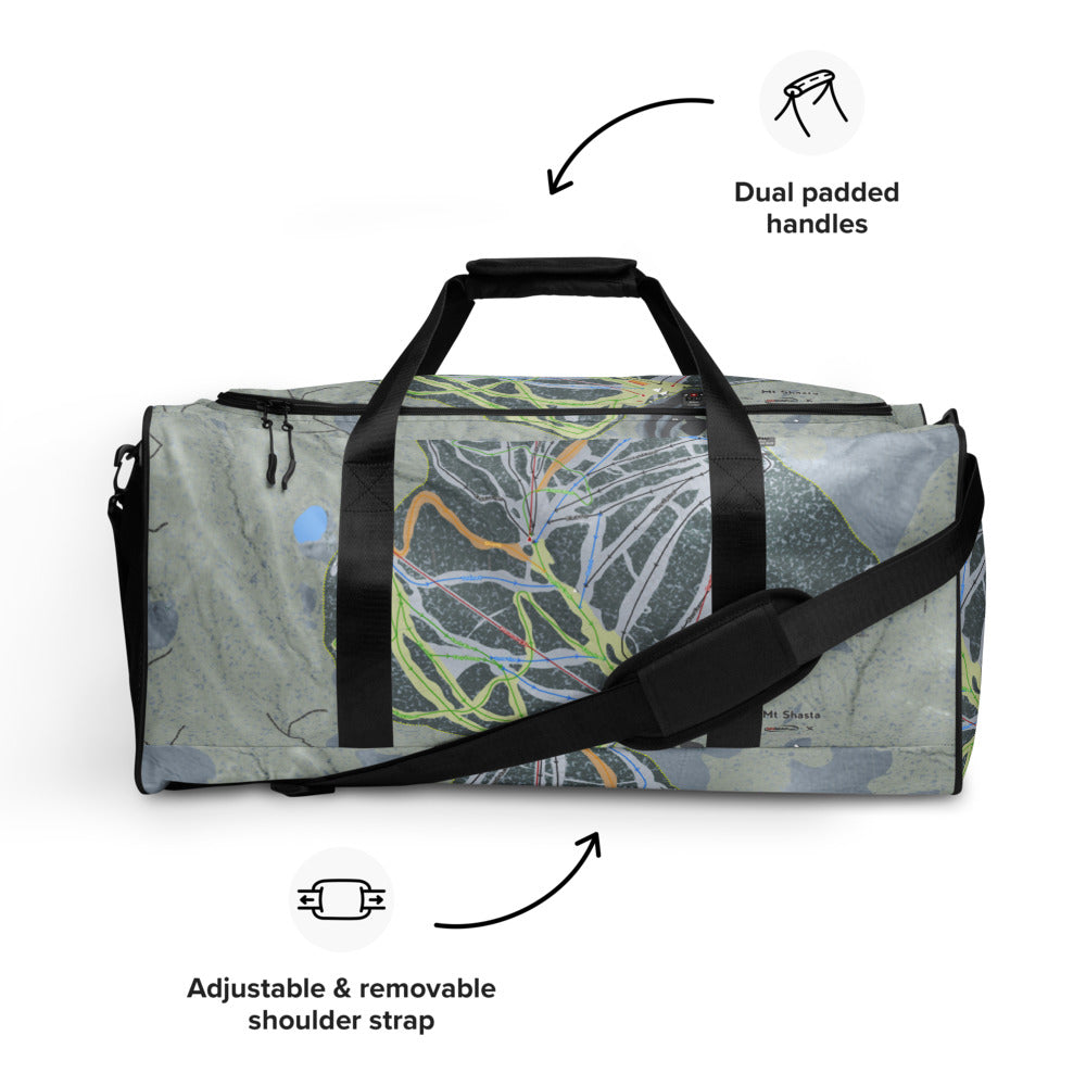 Mt Shasta, California Ski Trail Map Duffle Bag - Powderaddicts