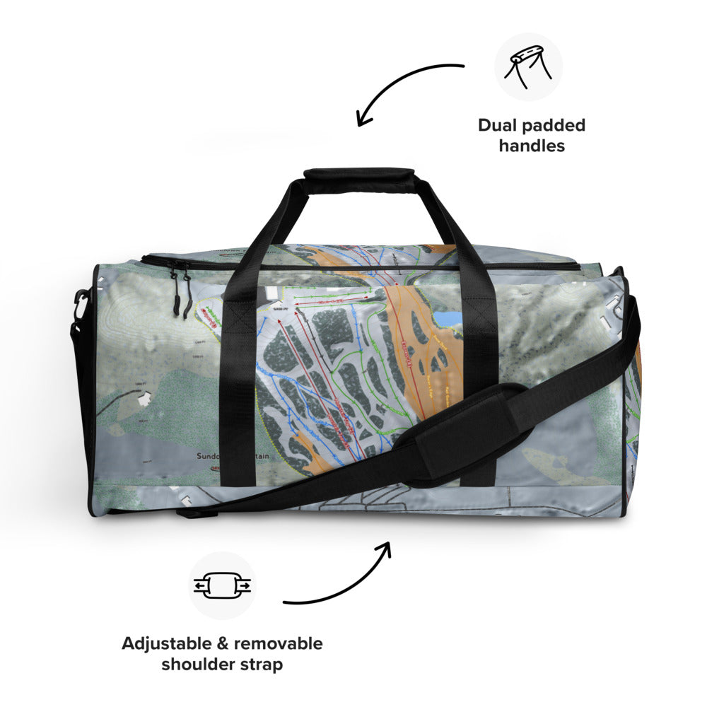 Sundown, Iowa Ski Trail Map Duffle Bag - Powderaddicts