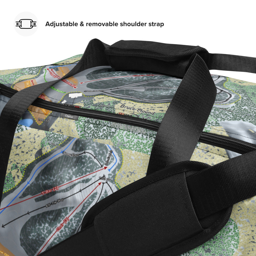 Bruce Mound, Wisconsin Ski Trail Map Duffle Bag - Powderaddicts