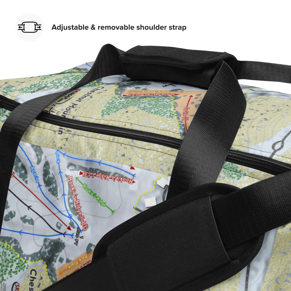 Chestnut Mountain, Illinois Ski Trail Map Duffle Bag - Powderaddicts