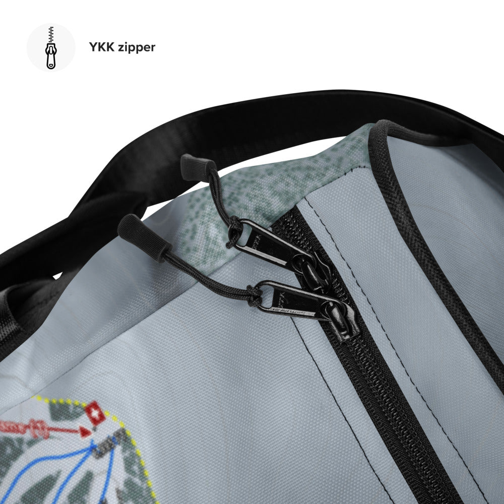 Teton Pass, Montana Ski Trail Map Duffle Bag - Powderaddicts